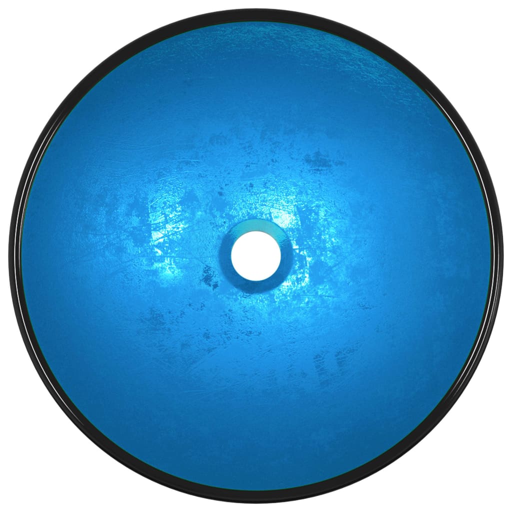 vidaXL Basin Tempered Glass 42x14 cm Blue