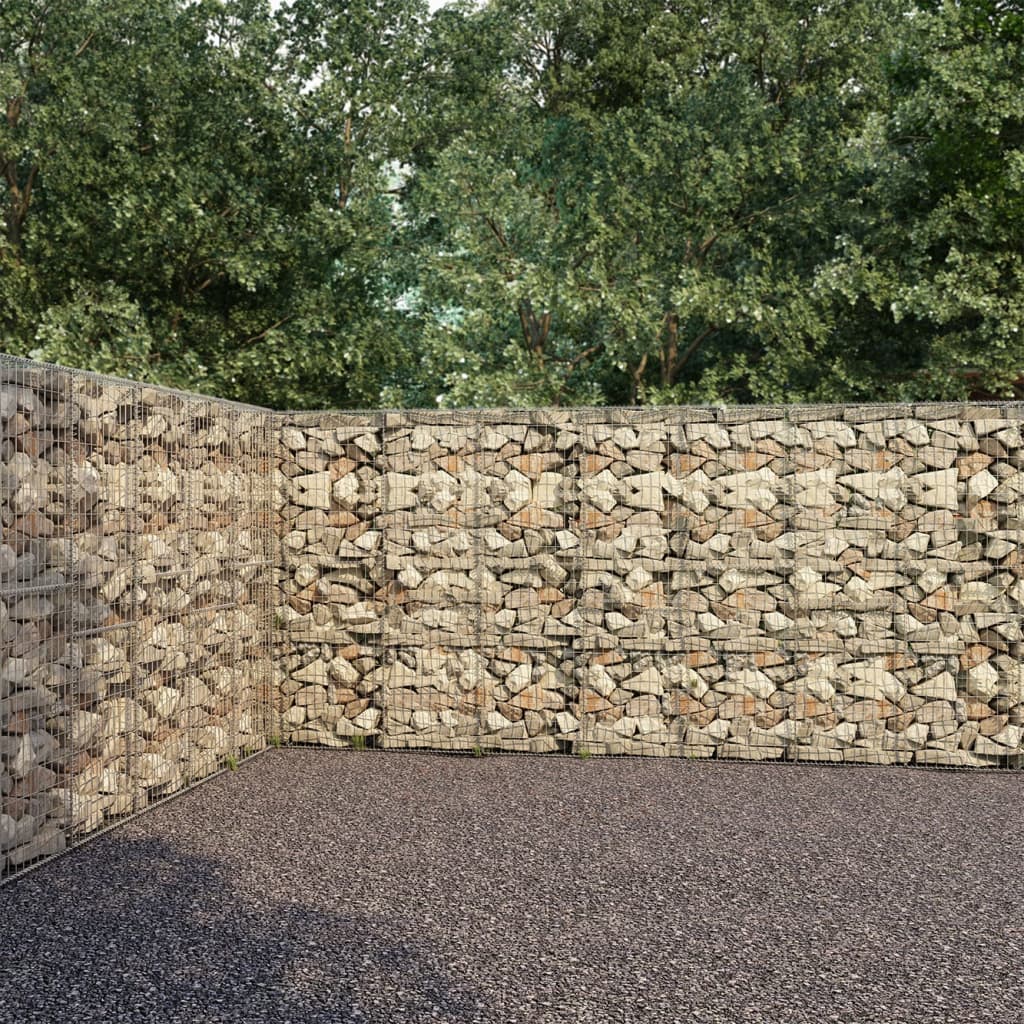 vidaXL Gabion Wall with Covers Galvanised Steel 900x50x200 cm