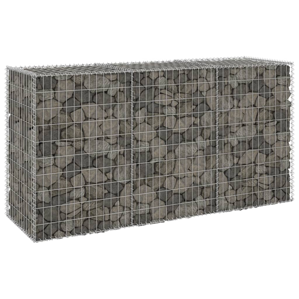 vidaXL Gabion Wall with Covers Galvanised Steel 200x60x100 cm
