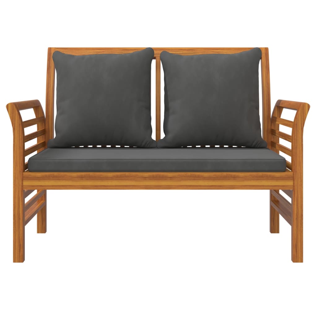 vidaXL Sofa Bench with Dark Grey Cushions Solid Wood Acacia