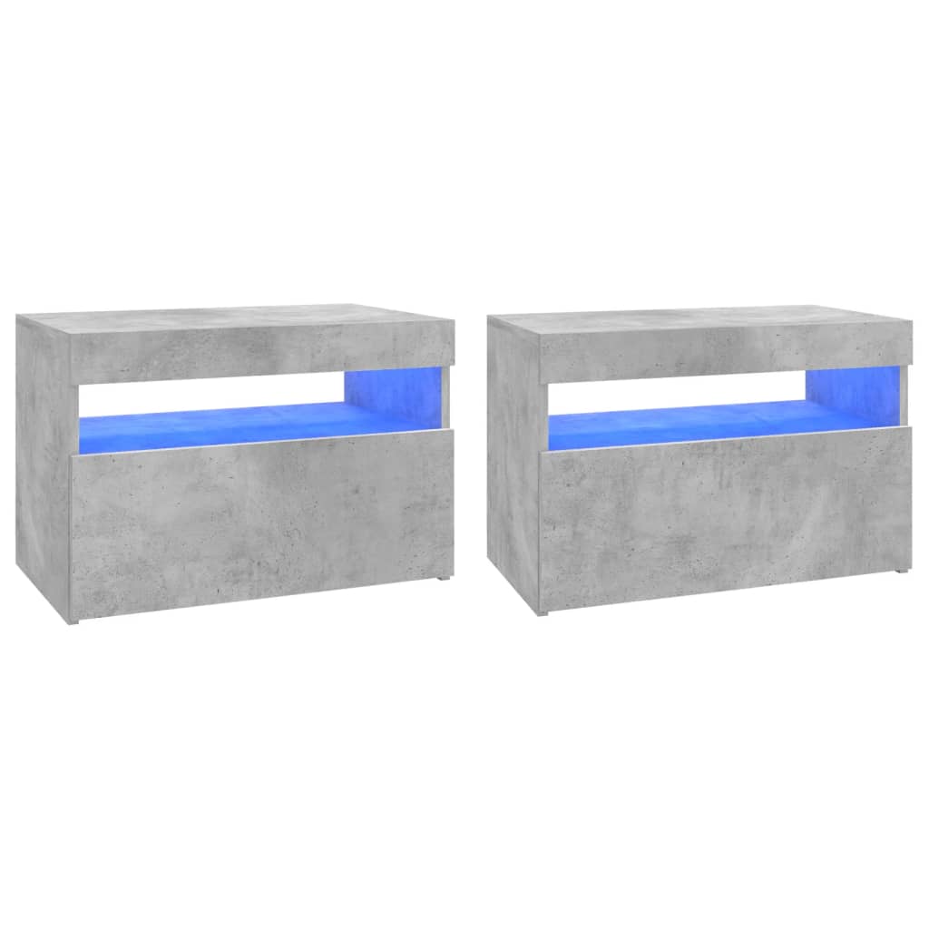 vidaXL TV Cabinets with LED Lights 2 pcs Concrete Grey 60x35x40 cm
