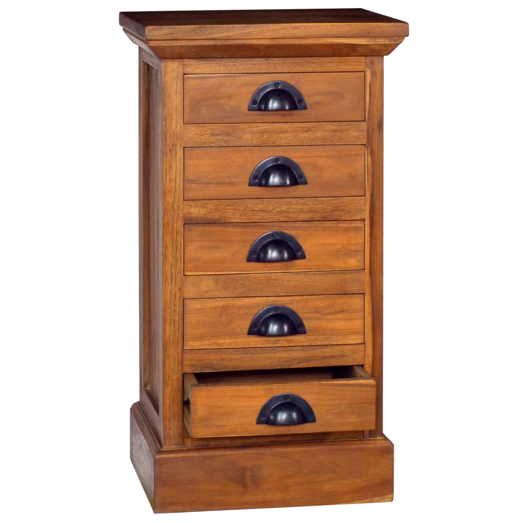vidaXL 5-Drawer Cabinet 35x30x60 cm Solid Teak Wood