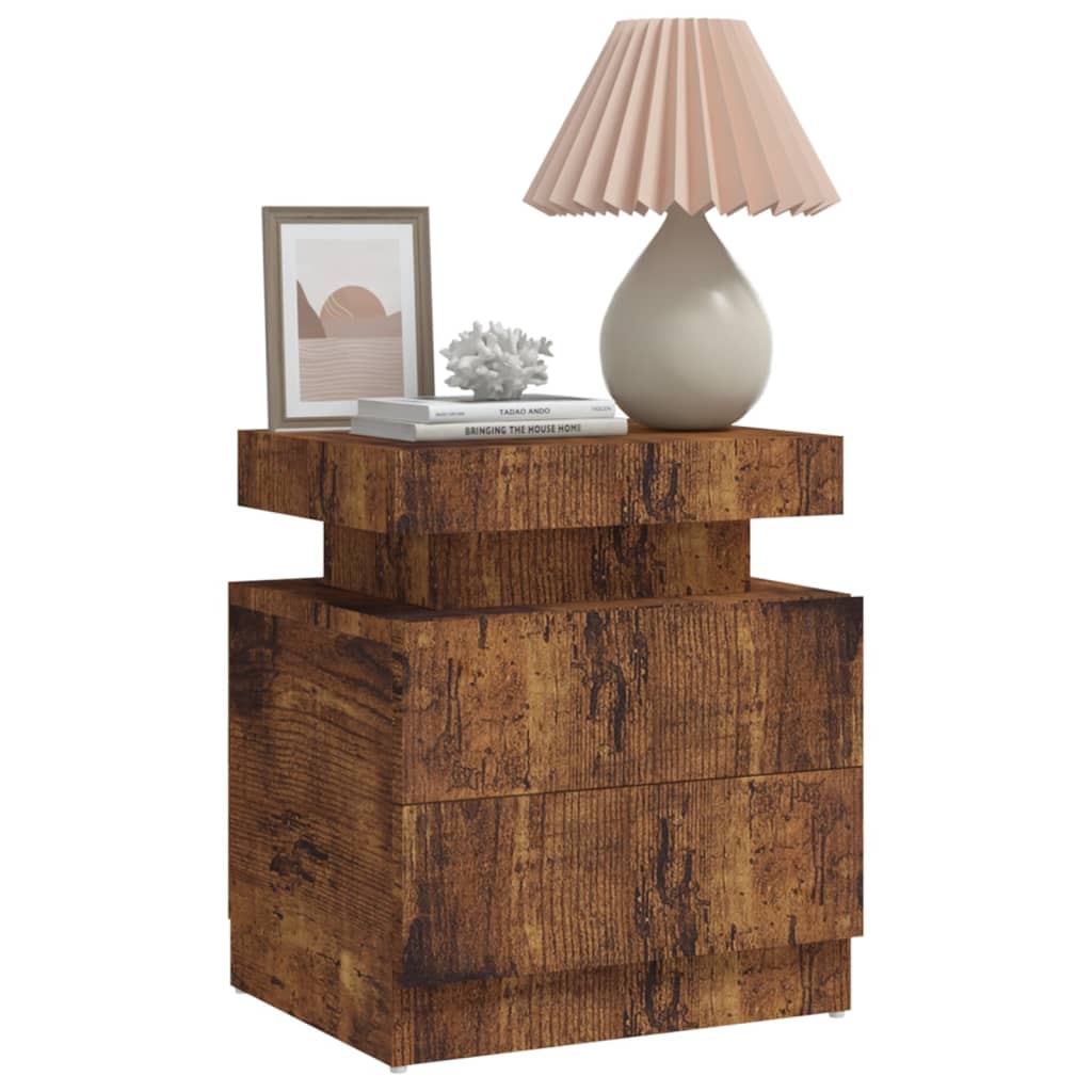 vidaXL Bedside Cabinet Smoked Oak 45x35x52 cm Engineered Wood