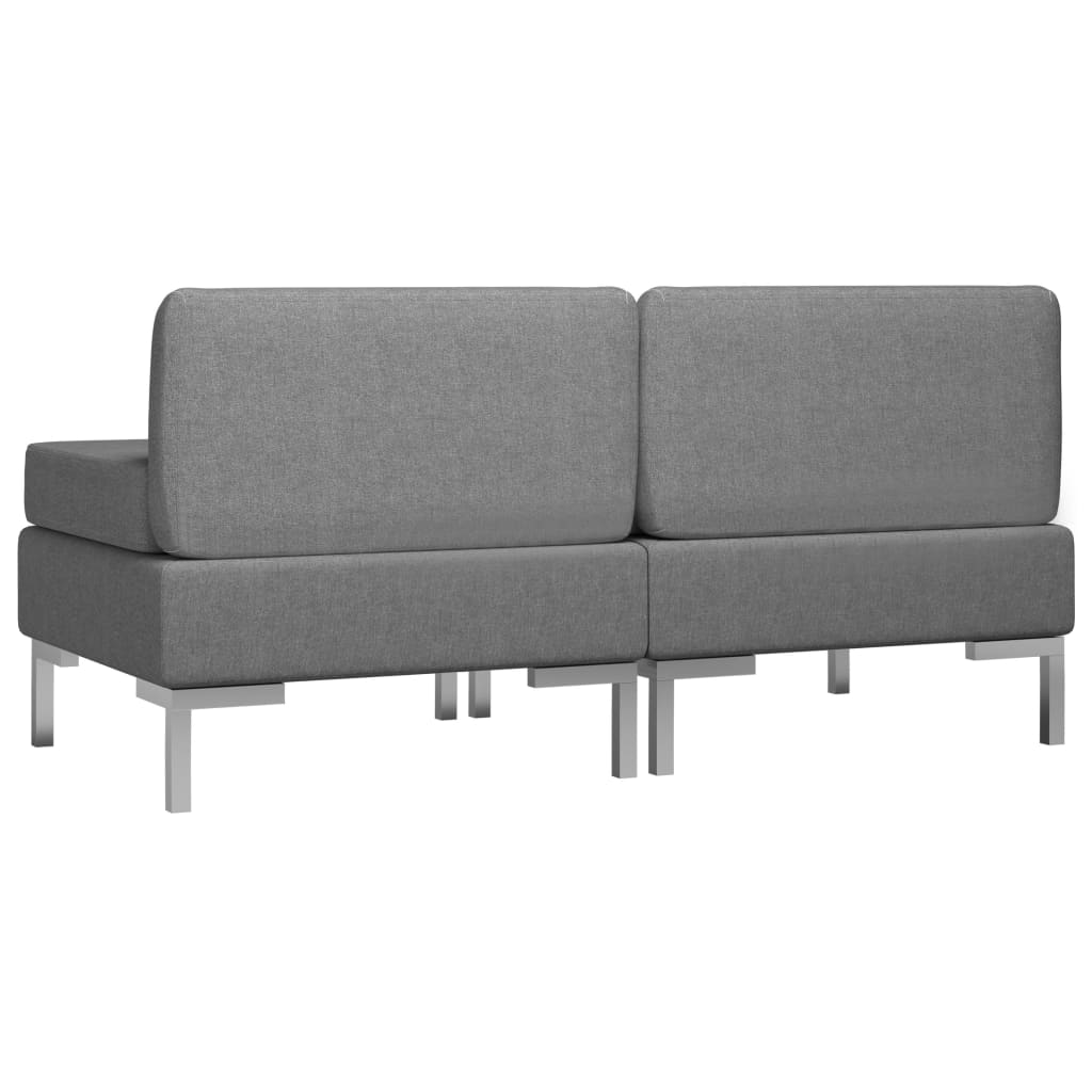 vidaXL Sectional Middle Sofas 2 pcs with Cushions Fabric Dark Grey