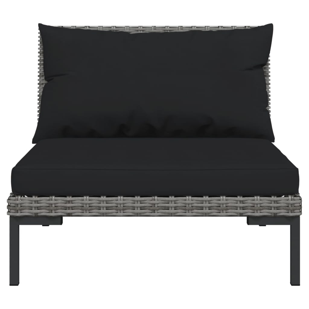 vidaXL 7 Piece Garden Lounge Set with Cushions Poly Rattan Dark Grey