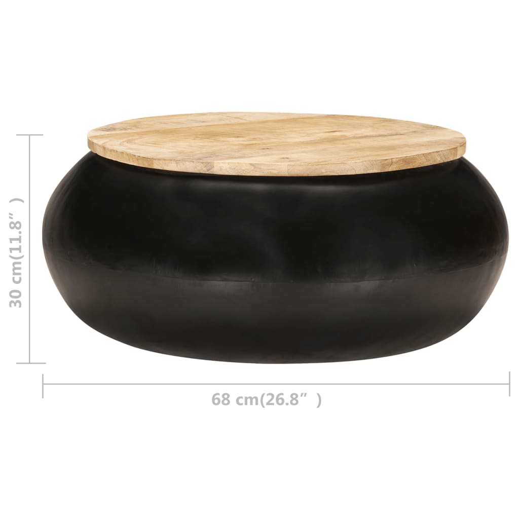 vidaXL Coffee Table Black 68x68x30 cm Solid Mango Wood