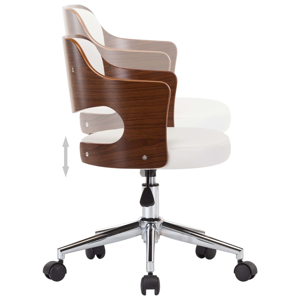 vidaXL Swivel Dining Chair White Bent Wood and Faux Leather