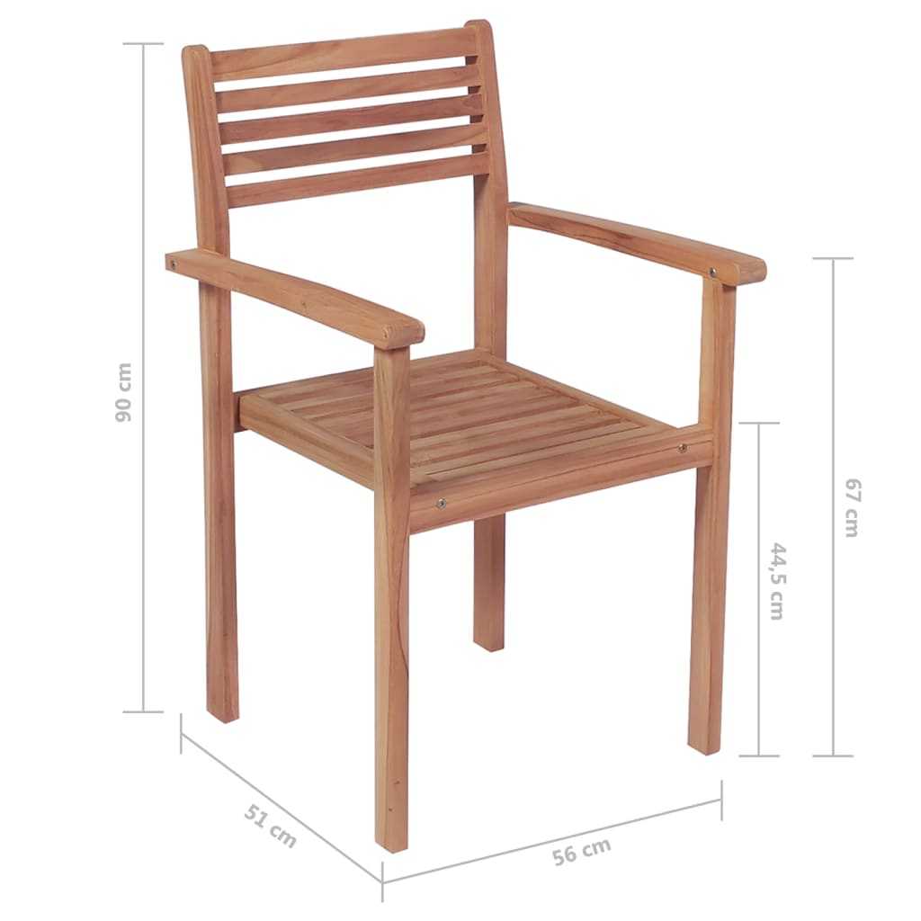 vidaXL Stackable Garden Chairs 8 pcs Solid Teak Wood