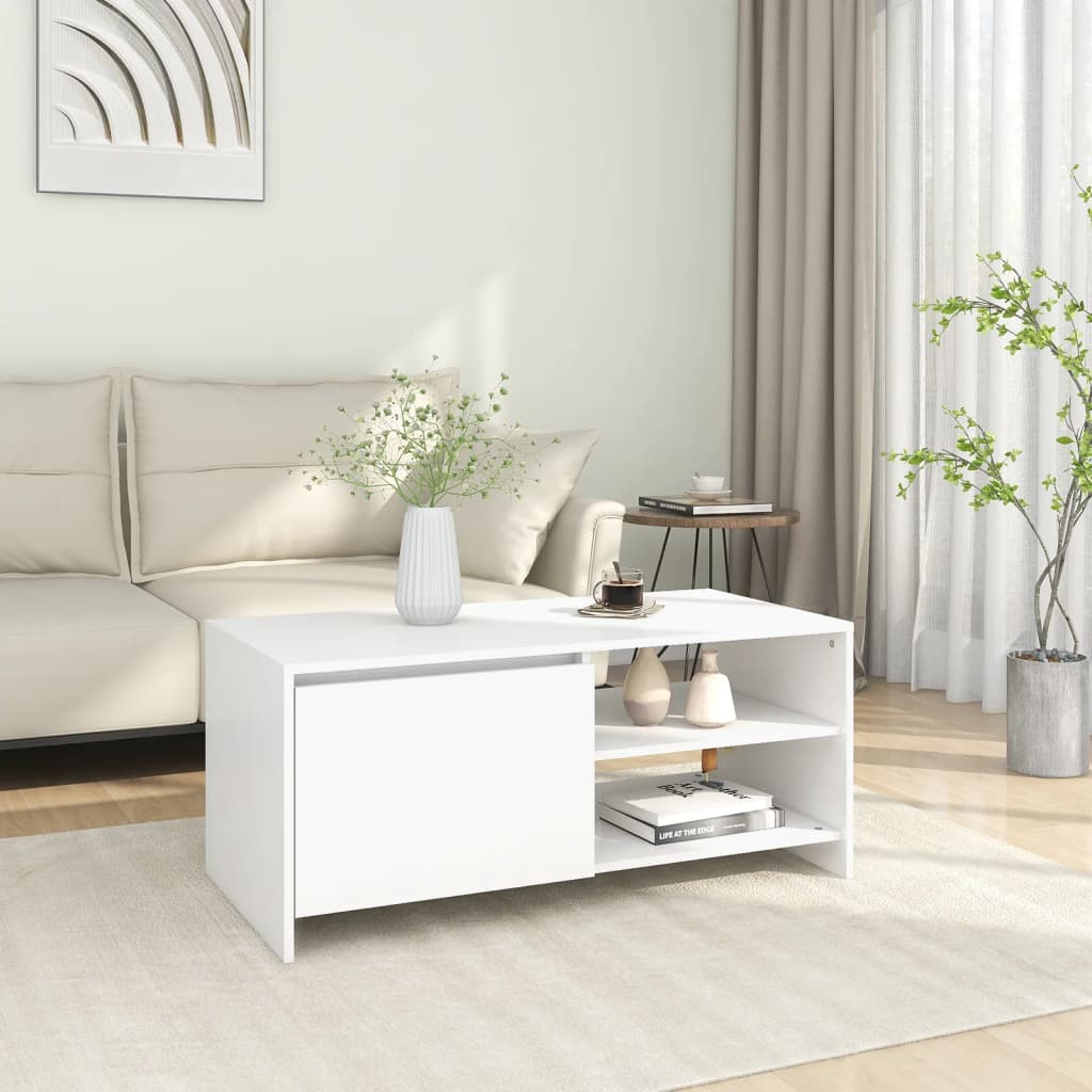 vidaXL Coffee Table White 102x50x45 cm Engineered Wood