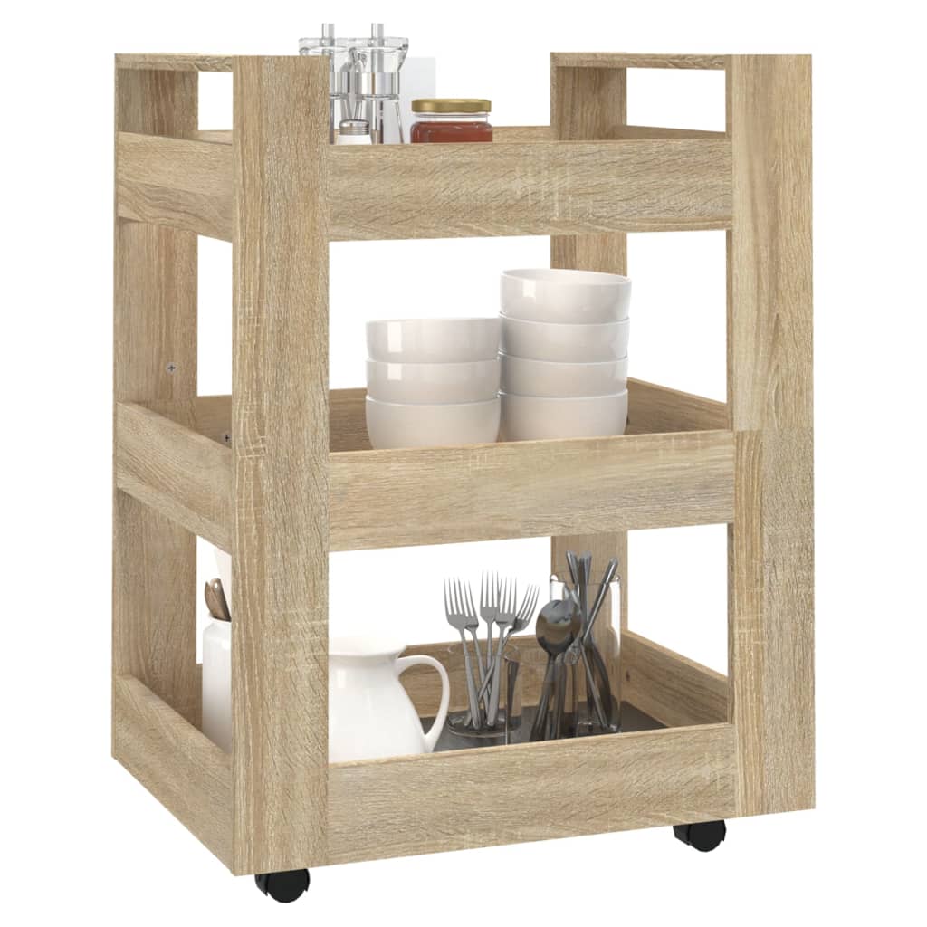 vidaXL Kitchen Trolley Sonoma Oak 60x45x80 cm Engineered Wood