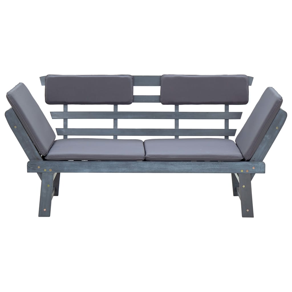 vidaXL Garden Bench with Cushions 2-in-1 190 cm Grey Solid Acacia Wood