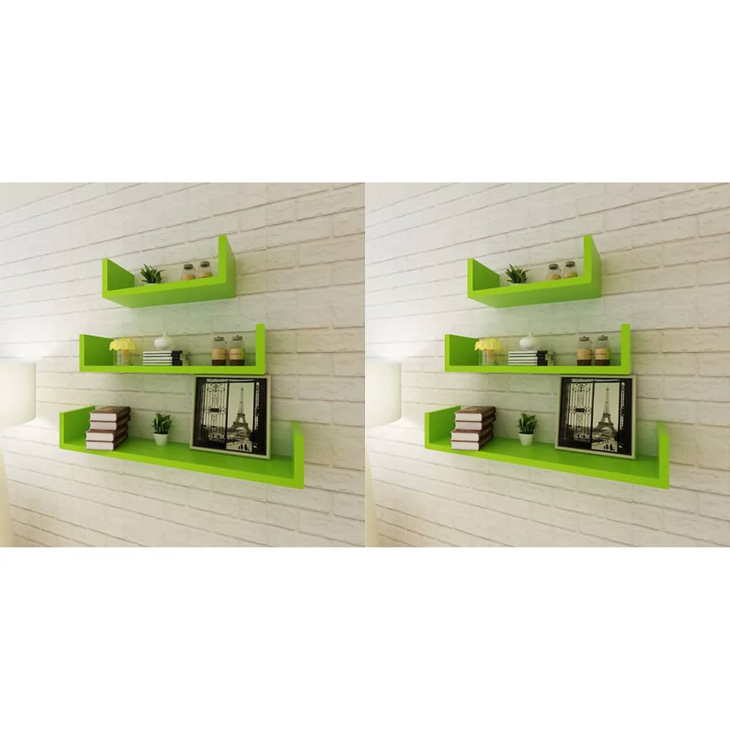 vidaXL Wall Shelves 6 pcs Green