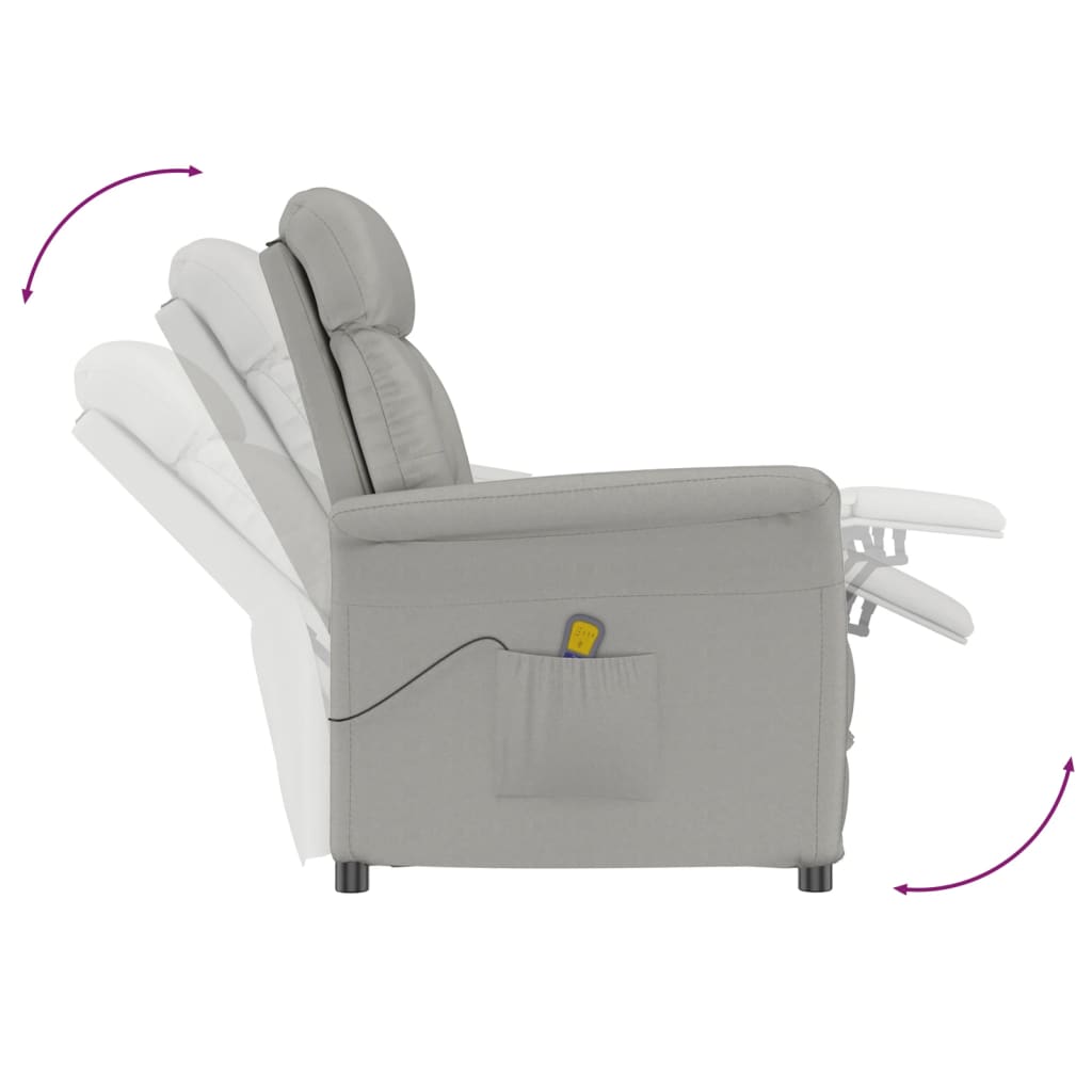 vidaXL Massage Chair Light Grey Faux Suede Leather