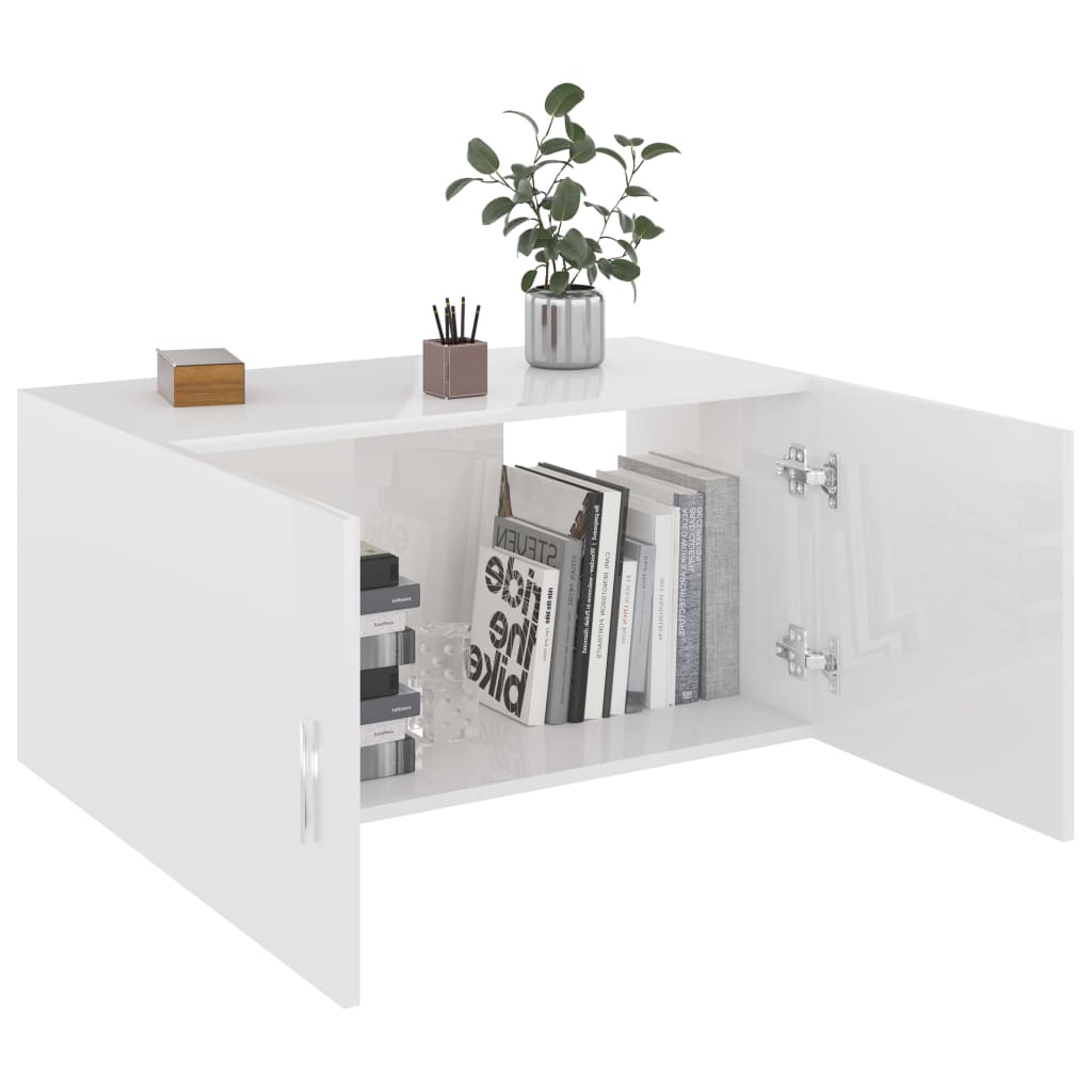 vidaXL Wall Mounted Cabinet High Gloss White 80x39x40 cm Engineered Wood