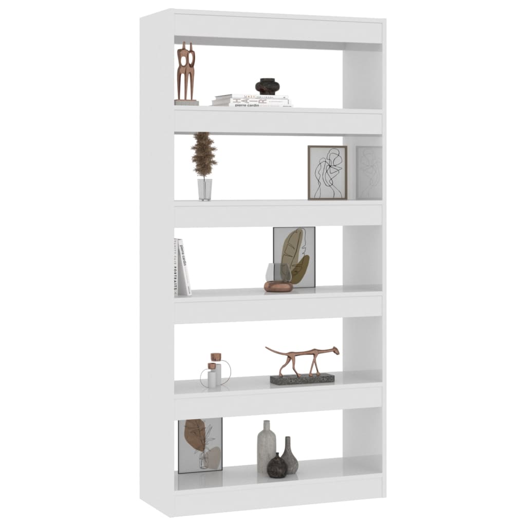 vidaXL Book Cabinet/Room Divider High Gloss White 80x30x166 cm Engineered Wood