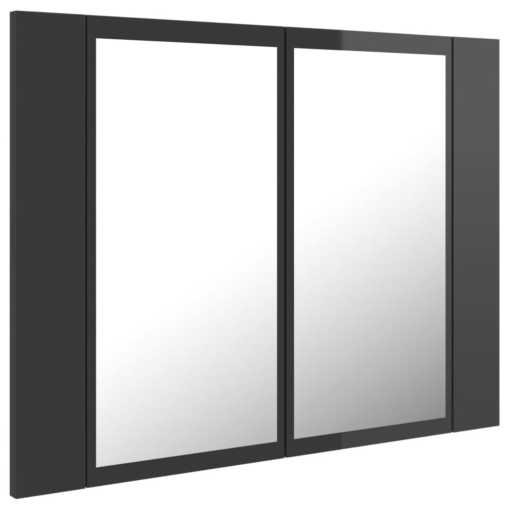 vidaXL LED Bathroom Mirror Cabinet High Gloss Grey 60x12x45 cm Acrylic