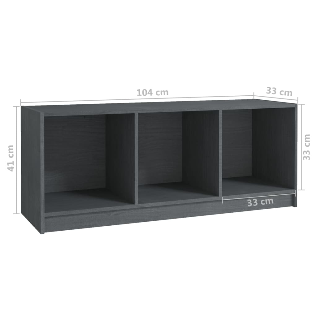 vidaXL TV Cabinet Grey 104x33x41 cm Solid Pinewood