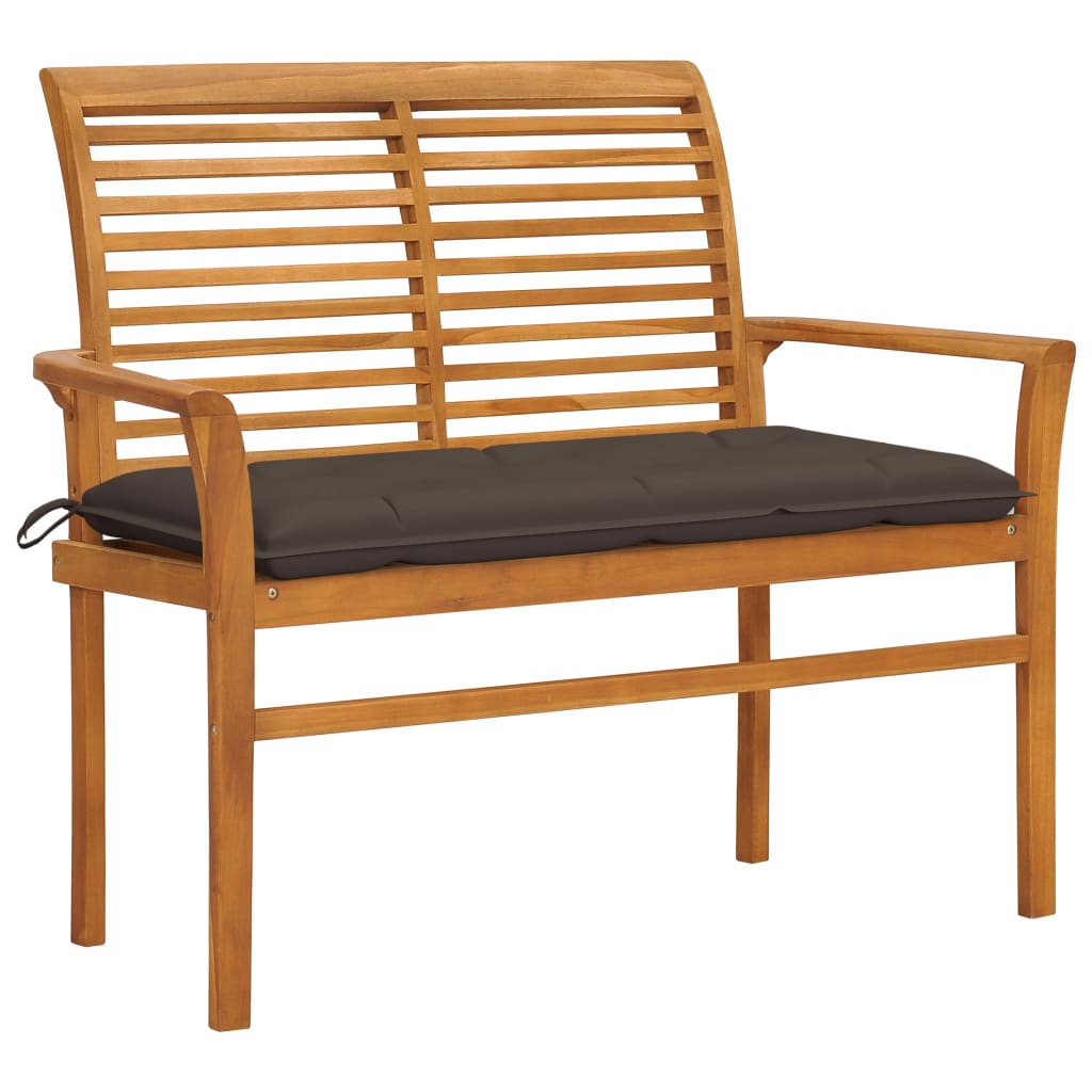 vidaXL Garden Bench with Taupe Cushion 112 cm Solid Teak Wood