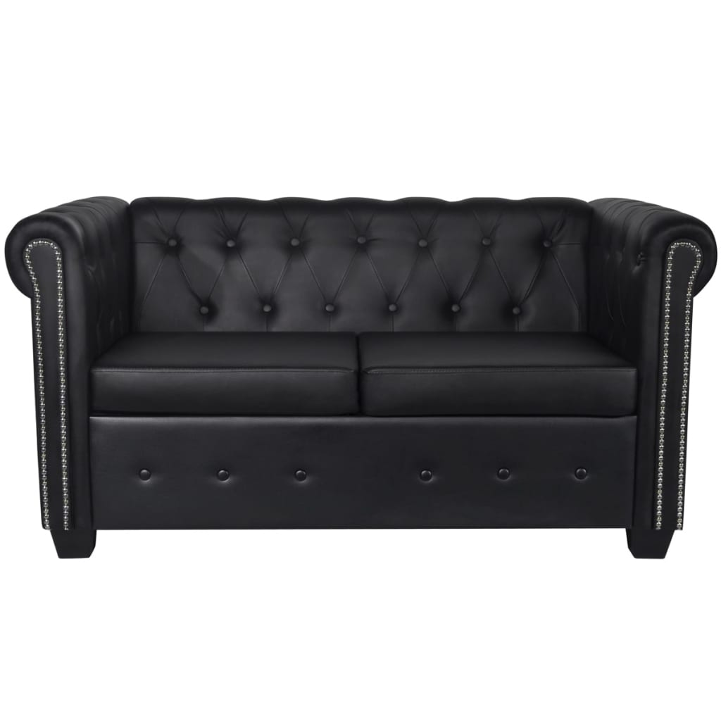 vidaXL Chesterfield 2-Seater and 3-Seater Artificial Leather Black