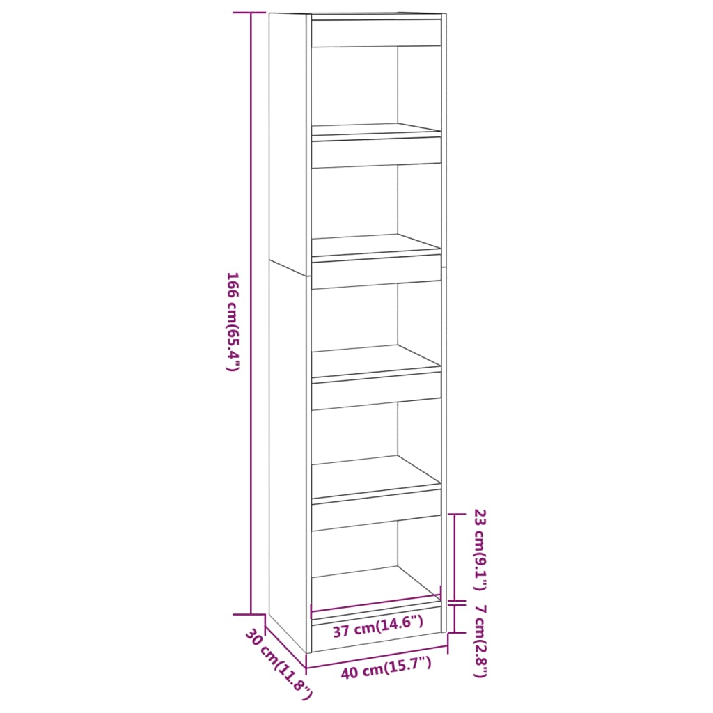 vidaXL Book Cabinet/Room Divider Sonoma Oak 40x30x166 cm