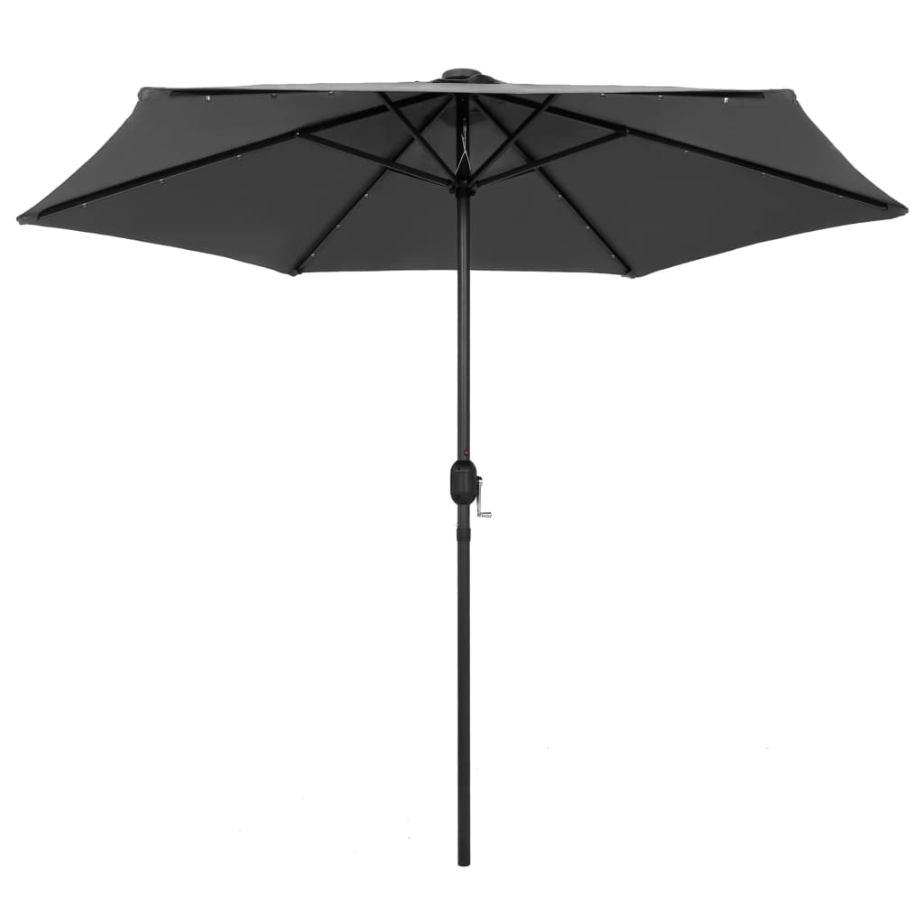 vidaXL Parasol with LED Lights and Aluminium Pole 270 cm Anthracite