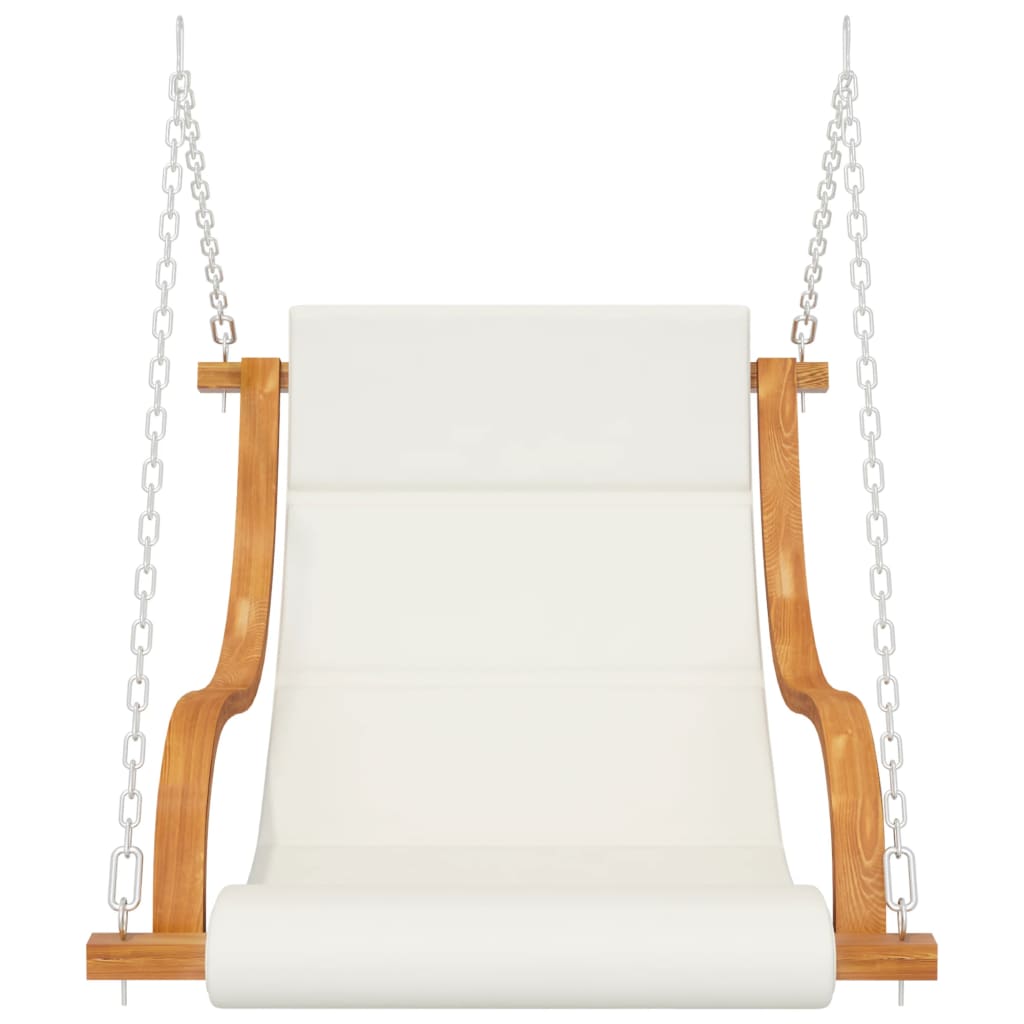 vidaXL Swing Chair with Cream Cushion Bent Wood with Teak Finish