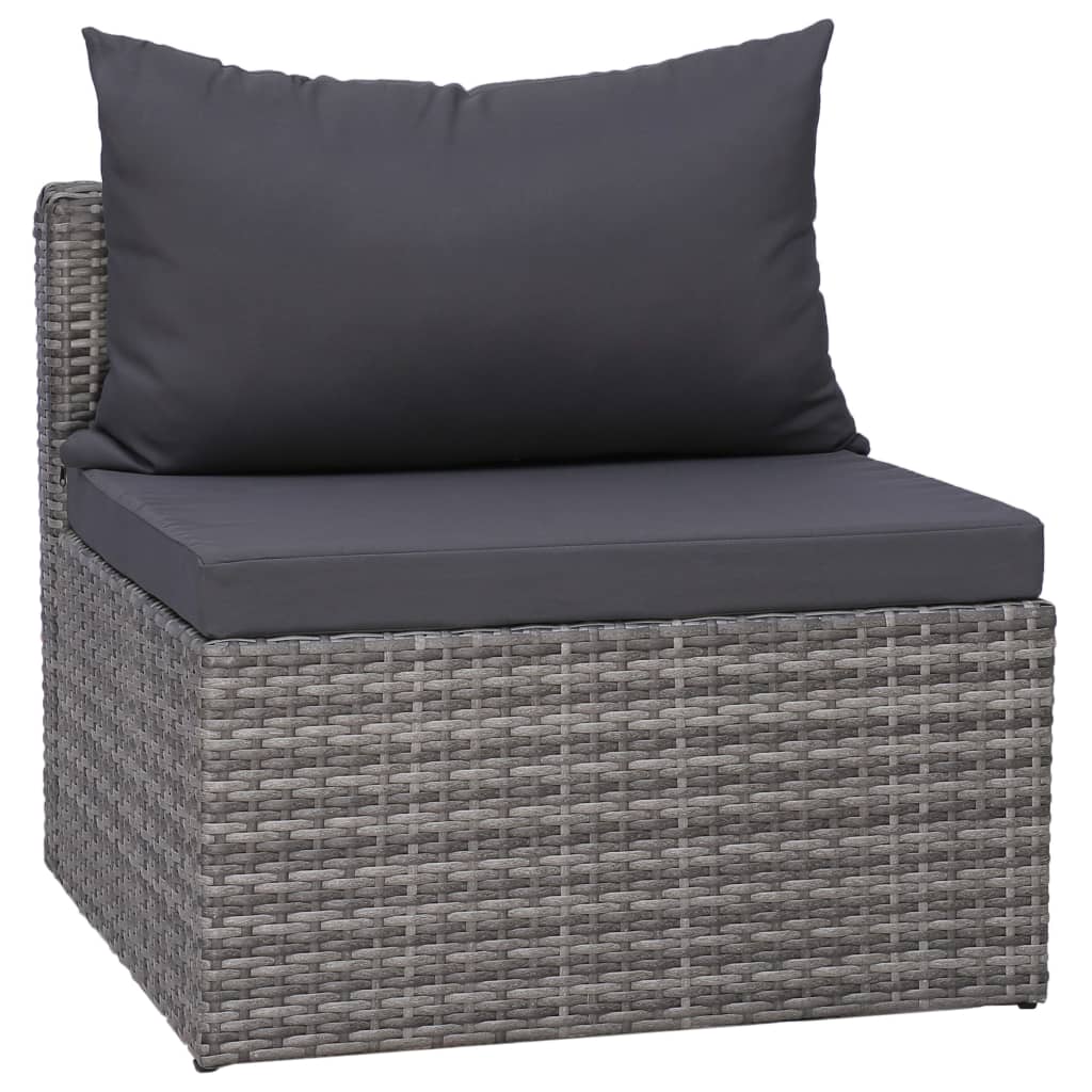 vidaXL 7 Piece Garden Sofa Set with Cushions & Pillows Poly Rattan Grey