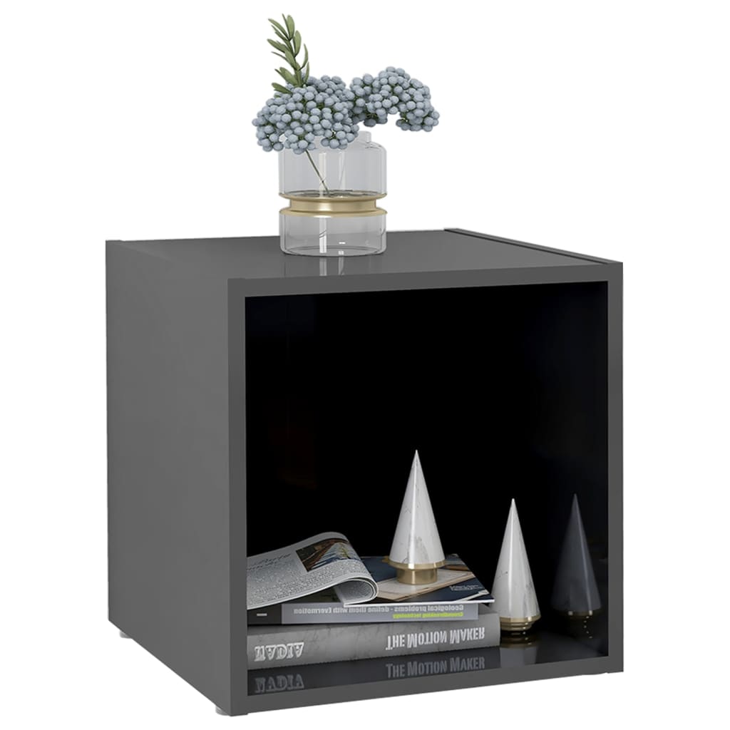 vidaXL TV Cabinets 2 pcs High Gloss Grey 37x35x37 cm Engineered Wood