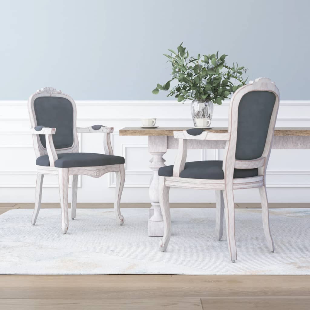 vidaXL Dining Chairs 2 pcs Dark Grey 62x59.5x100.5 cm Velvet