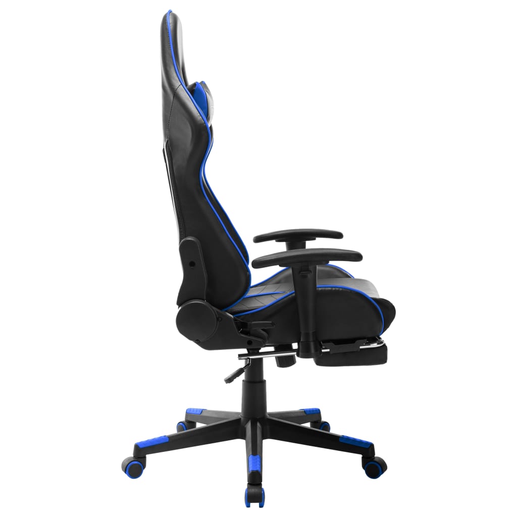 vidaXL Gaming Chair with Footrest Black and Blue Artificial Leather
