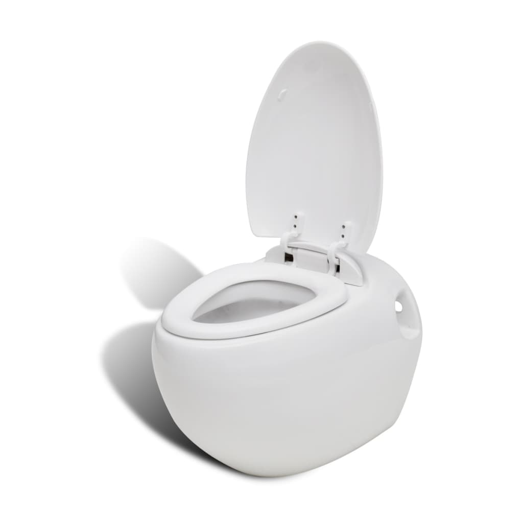 vidaXL Wall Hung Toilet & Bidet Set White Ceramic
