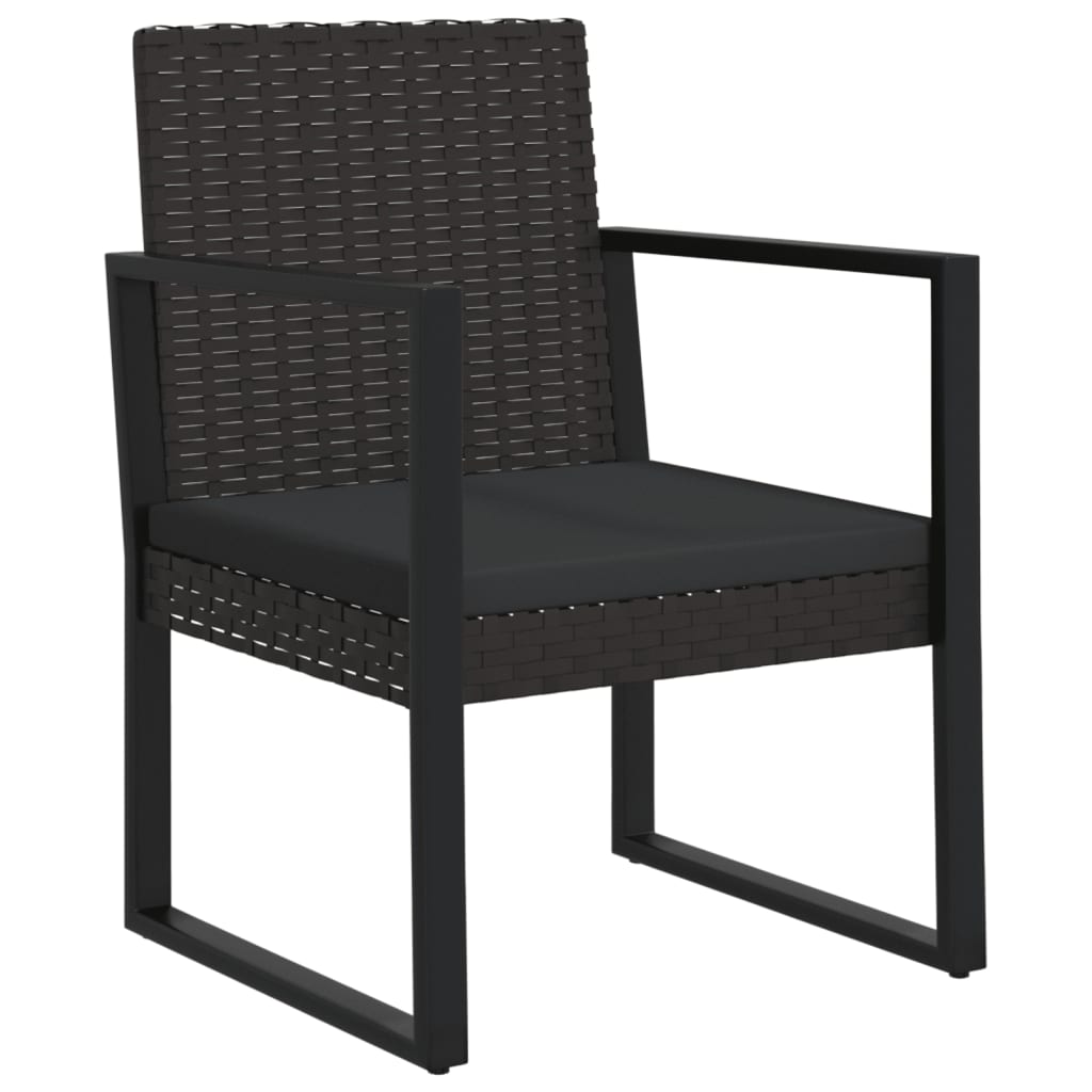 vidaXL 3 Piece Garden Lounge Set with Cushions Black Poly Rattan