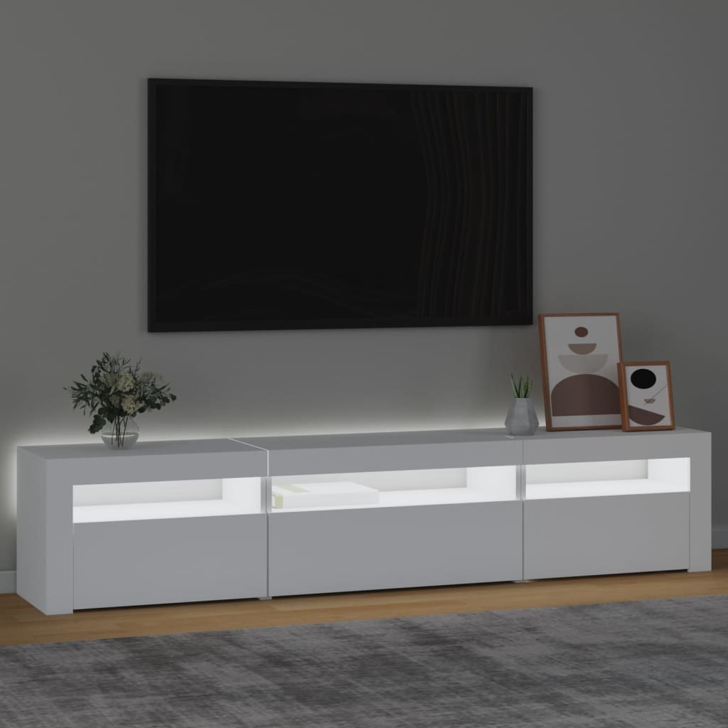 vidaXL TV Cabinet with LED Lights White 195x35x40 cm