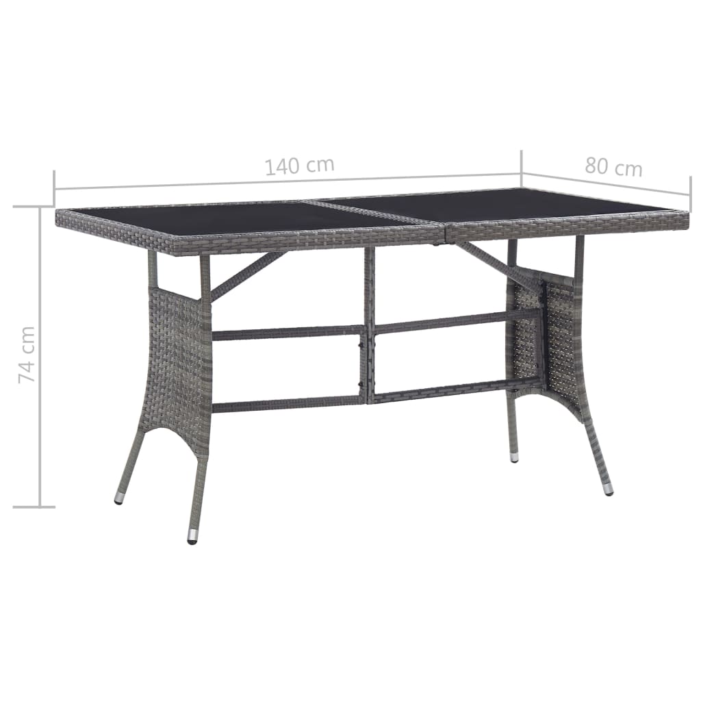 vidaXL Garden Table Grey 140x80x74 cm Poly Rattan