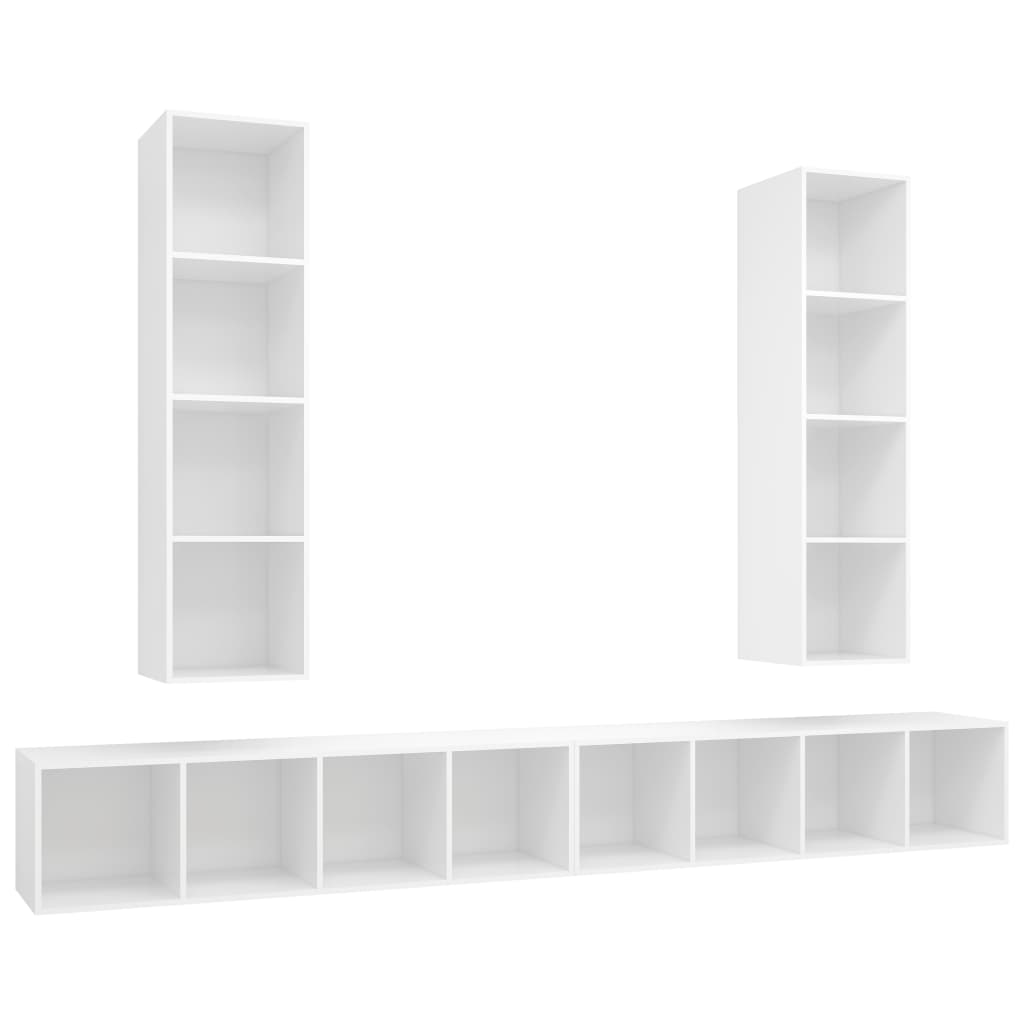 vidaXL Wall-mounted TV Cabinets 4 pcs White Engineered Wood