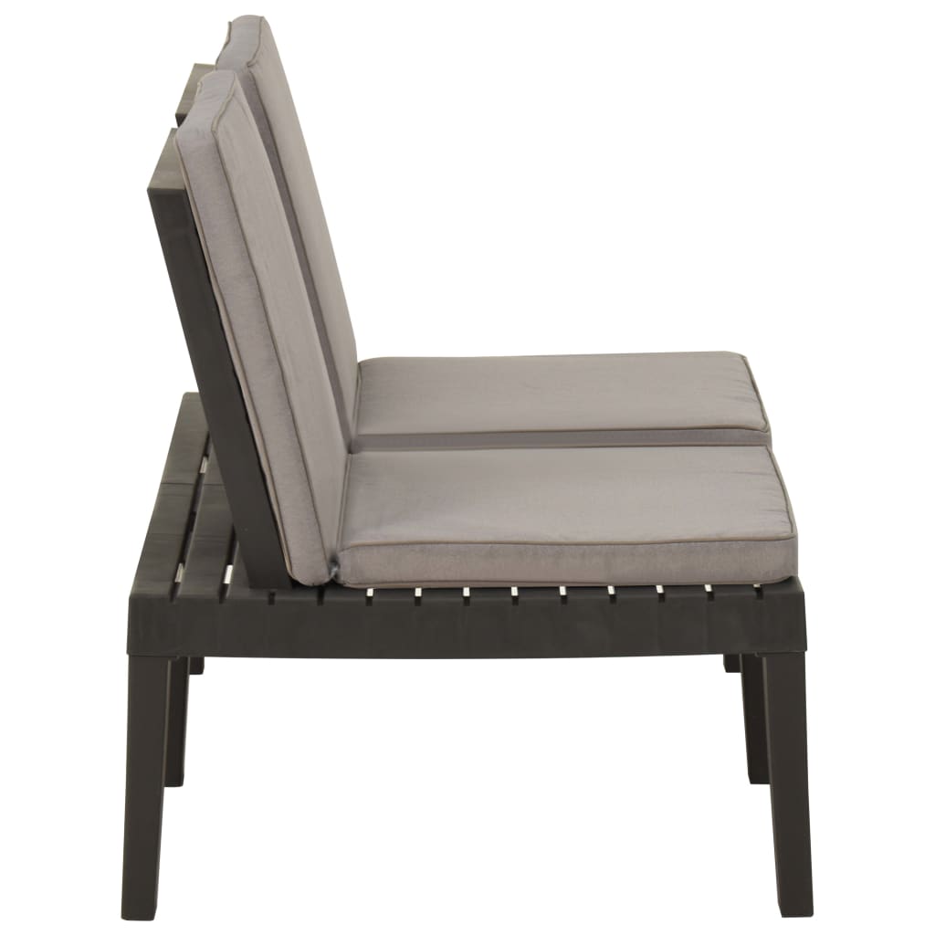 vidaXL 2 Piece Garden Lounge Set with Cushions Plastic Grey