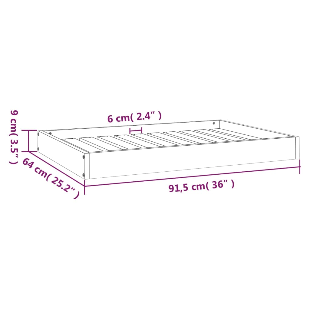 vidaXL Dog Bed White 91.5x64x9 cm Solid Wood Pine