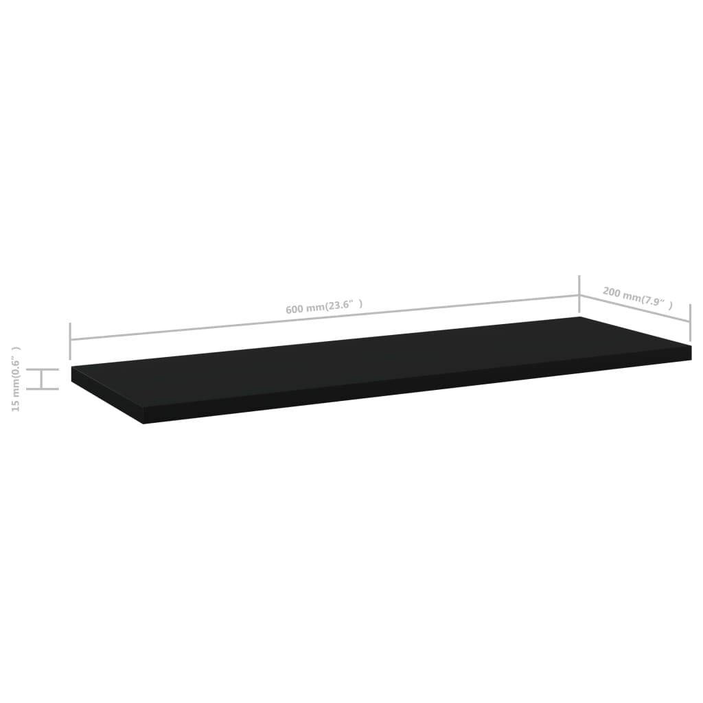vidaXL Bookshelf Boards 4 pcs Black 60x20x1.5 cm Engineered Wood