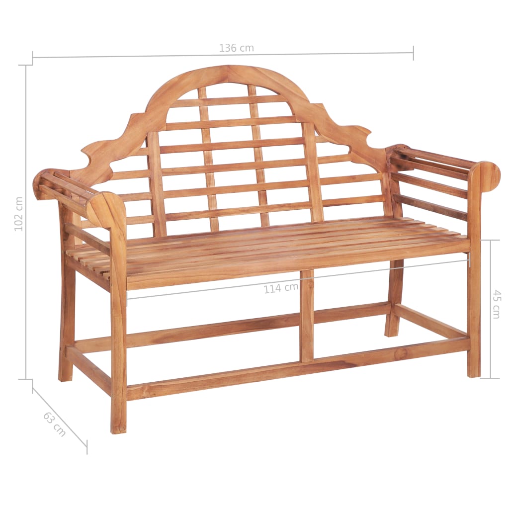 vidaXL Garden Bench with Cream White Cushion 120 cm Solid Teak Wood