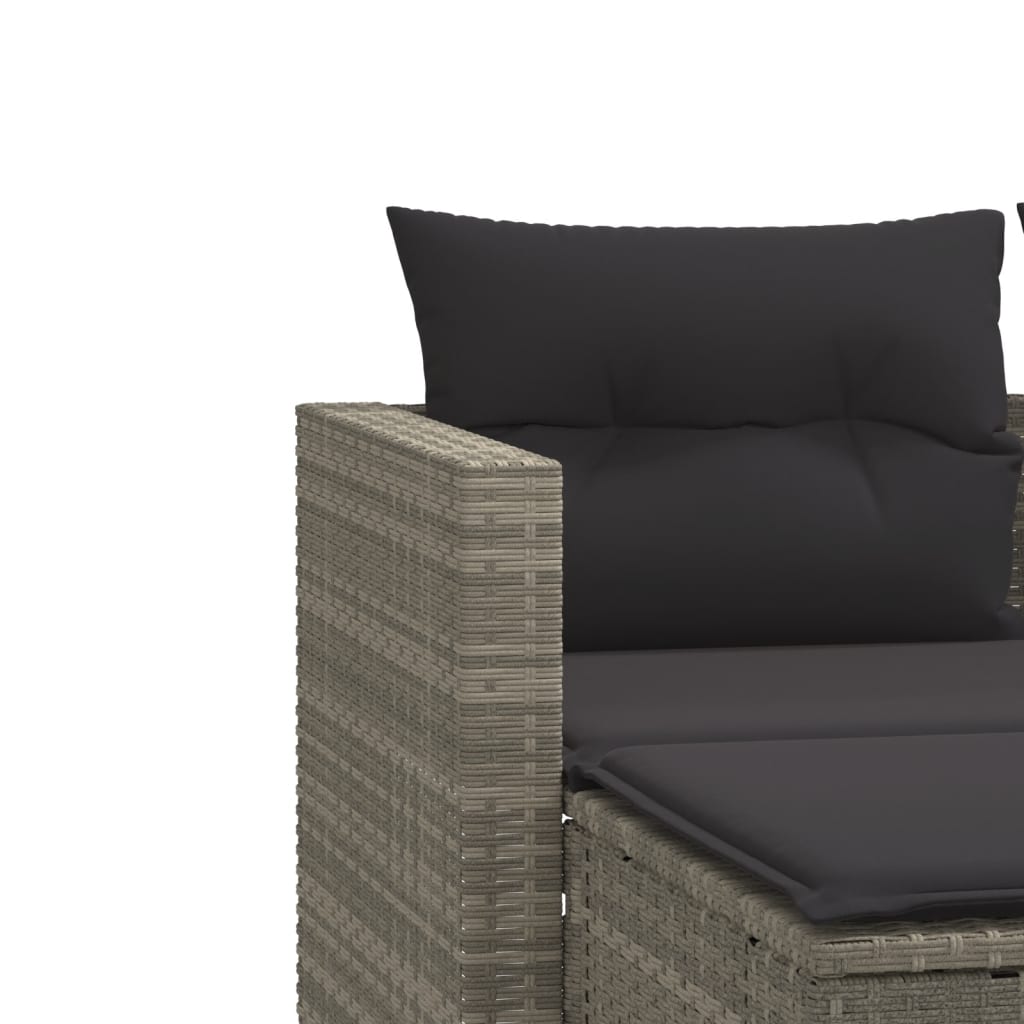 vidaXL Garden Sofa 2-Seater with Stools Light Grey Poly Rattan