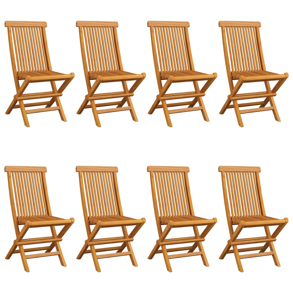 vidaXL Garden Chairs with Grey Cushions 8 pcs Solid Teak Wood