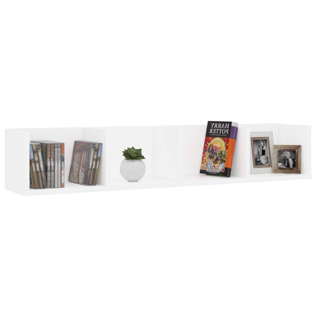 vidaXL CD Wall Shelf White 100x18x18 cm Engineered Wood