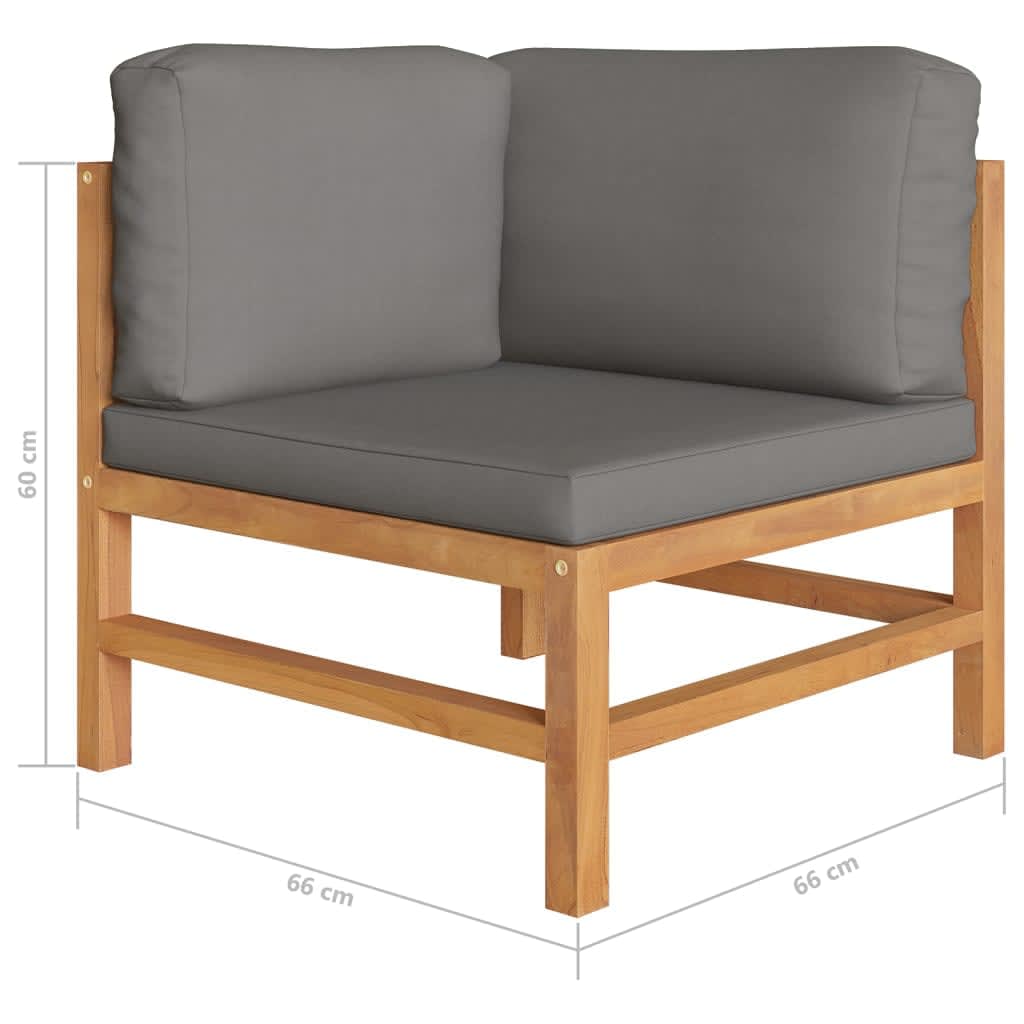 vidaXL 2-Seater Garden Sofa with Grey Cushions Solid Wood Teak
