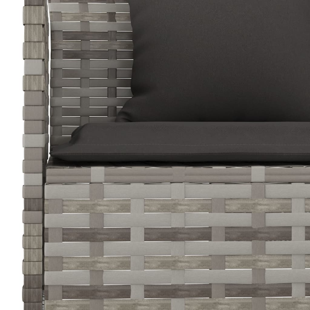 vidaXL L-shaped Garden Sofa with Cushions Grey Poly Rattan
