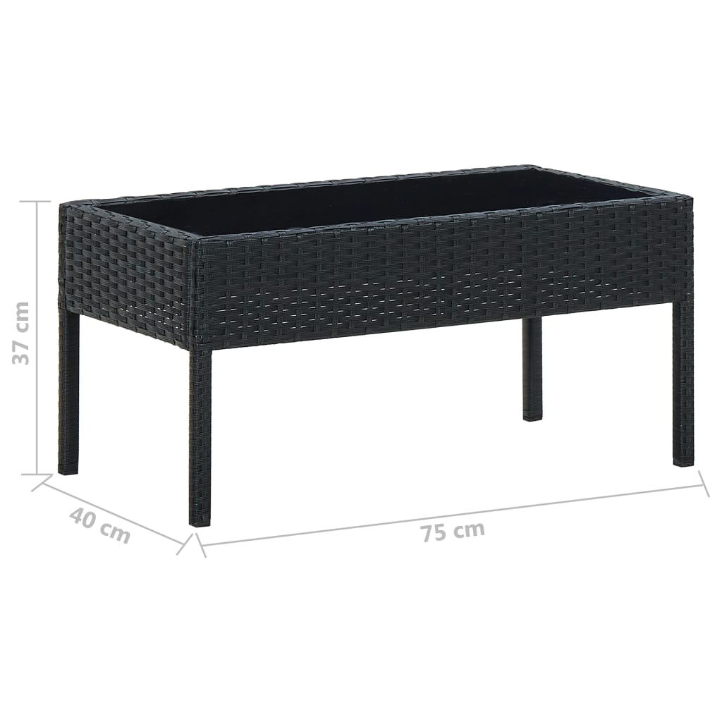 vidaXL Garden Table Black 75x40x37 cm Poly Rattan