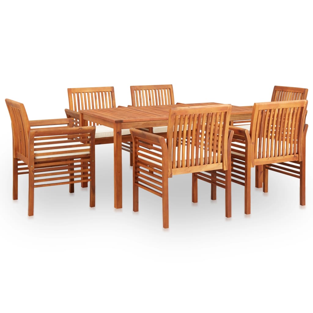 vidaXL 7 Piece Outdoor Dining Set with Cushions Solid Wood Acacia