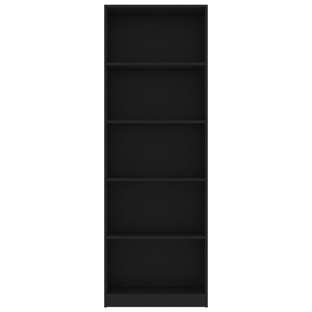 vidaXL 5-Tier Book Cabinet Black 60x24x175 cm Engineered Wood