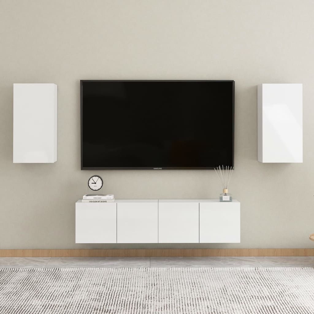 vidaXL TV Cabinet High Gloss White 30.5x30x60 cm Engineered Wood