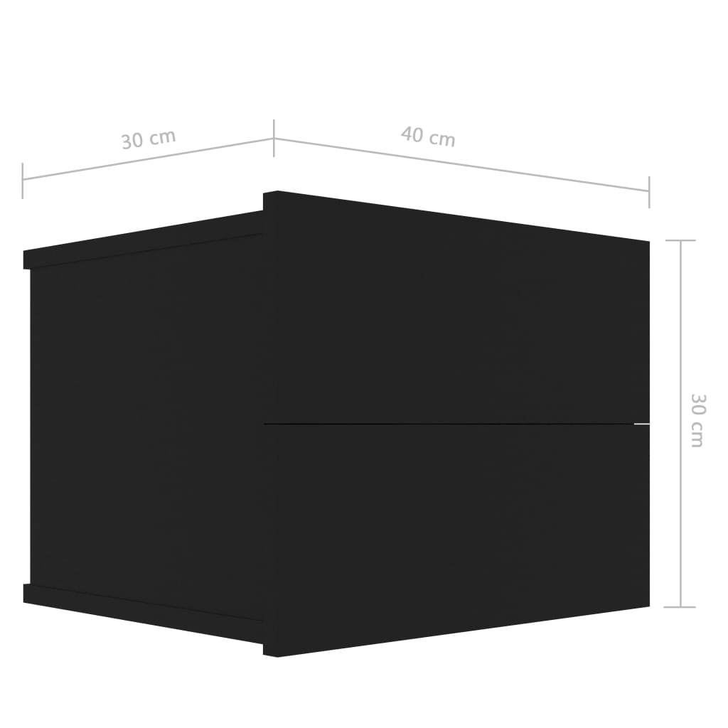 vidaXL Bedside Cabinet Black 40x30x30 cm Engineered Wood