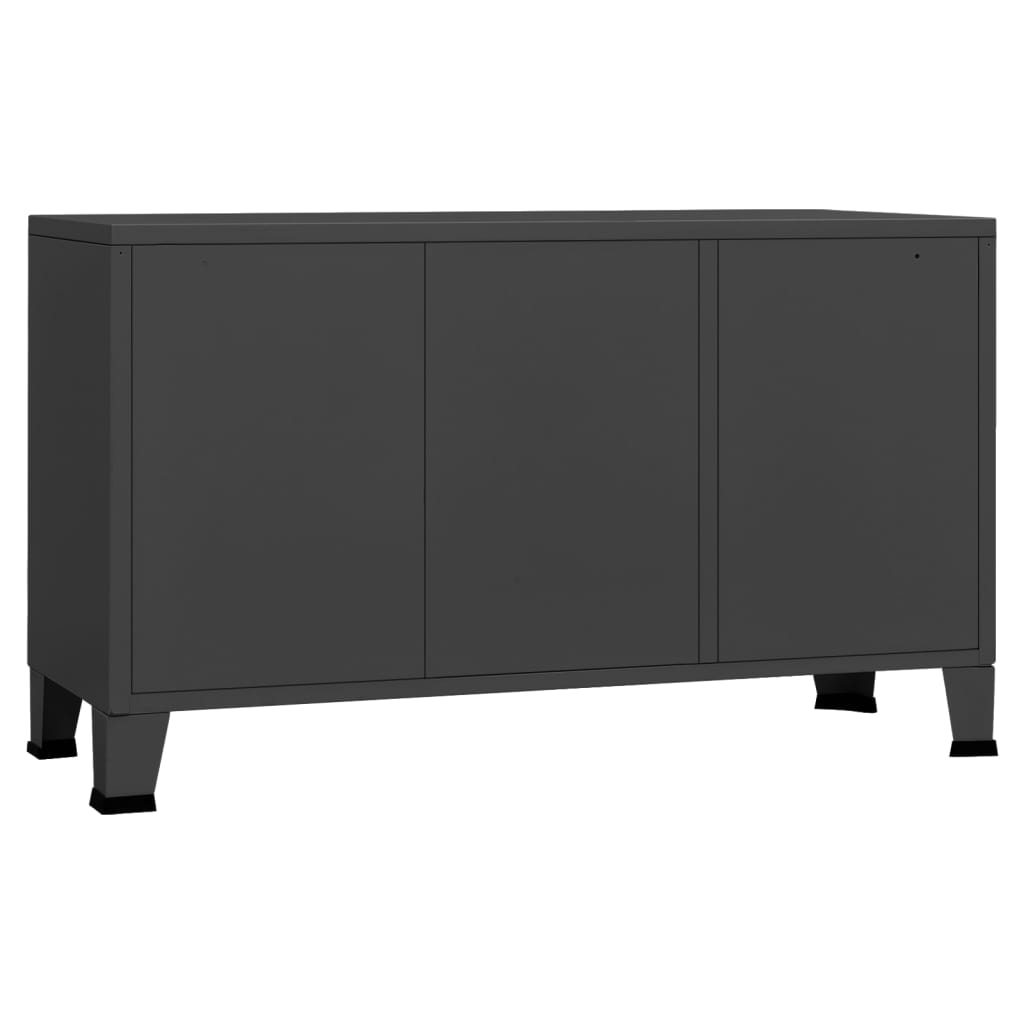 vidaXL Industrial Sideboard Anthracite 105x35x62 cm Metal and Glass